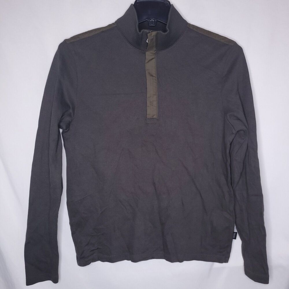 Hugo Boss Sweater Mens Medium Green 1/4 Zip Pullover Regular Fit